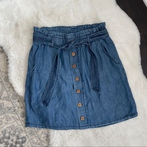 Blue Button Front Skirt